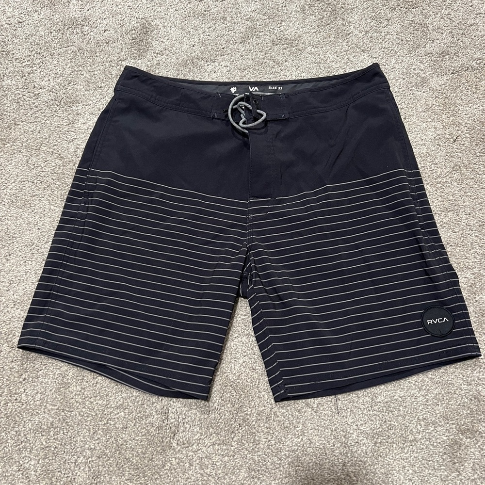Men’s RVCA Curren Caples Black and Gray Stripe Board Short 33